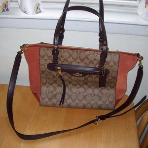 COACH Signature Khaki/Multi Pocketbook w/ Handles/Shoulder/Crossbody Strap - NWT